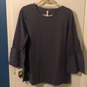 Lace Sleeve Gray Top
